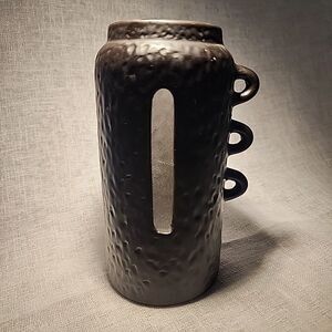 Abstract Art Pottery Sculpture Vase Handmade Brown Smooth Matte Finish Brutal